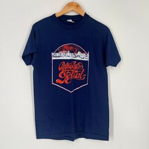 Vintage Hanes Austin 50/50 Combed L Aqua Festival T-Shirt Blue Single Stitch